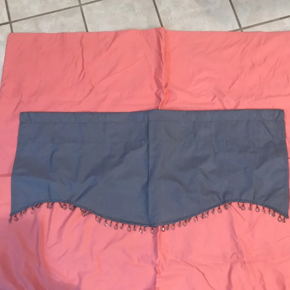 Curtain Valance Gray with Beaded Bottom